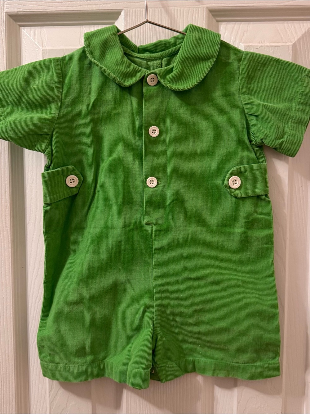 Vintage Green Corduroy Short Romper Peter Pan Collar Remember Nguyen 12m